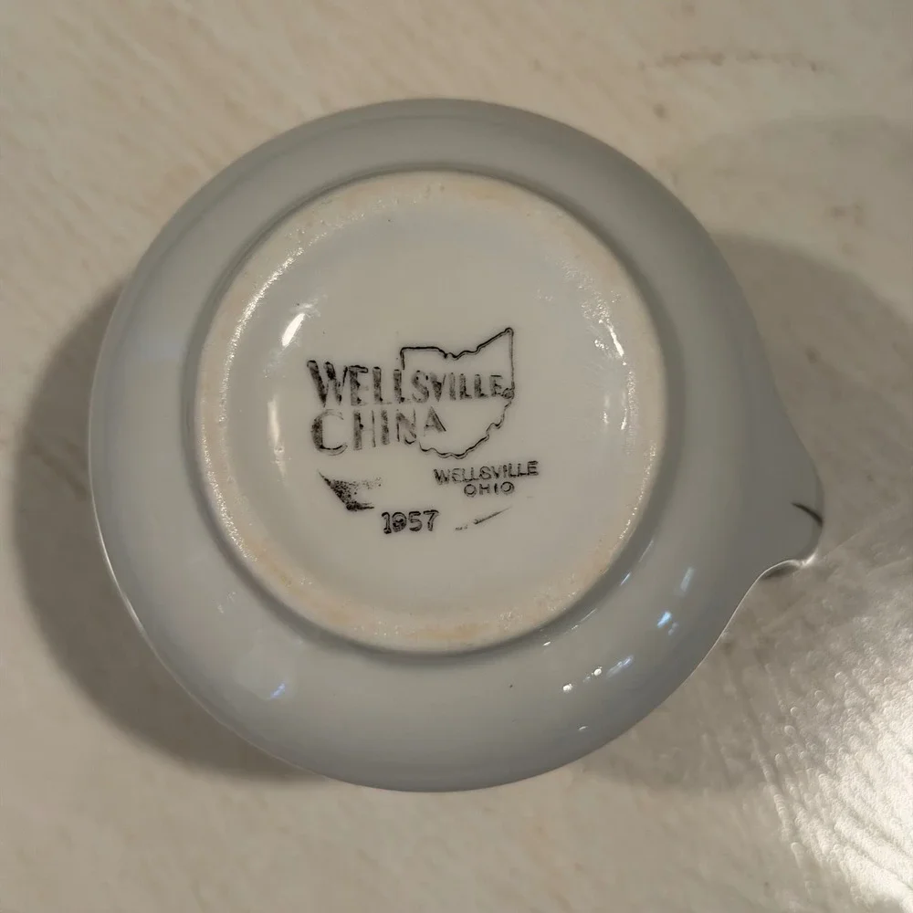 Wellsville China Creamer Pitcher‎ 1957 Black Stripe Small Vintage